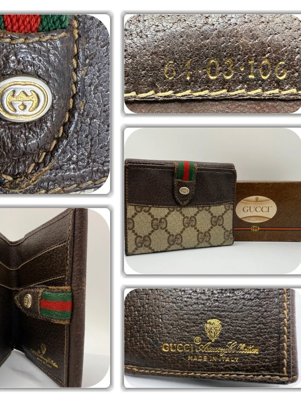 REGAL GUCCI GG MONOGRAM ANNIVERSARY COLLECTION GREEN & RED WEB STRIPE WALLET! - Picture 12 of 17
